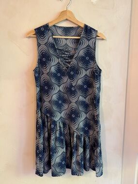 Opening Ceremony | 100% Silk | Lace-Up | Mini Dress | Navy Print